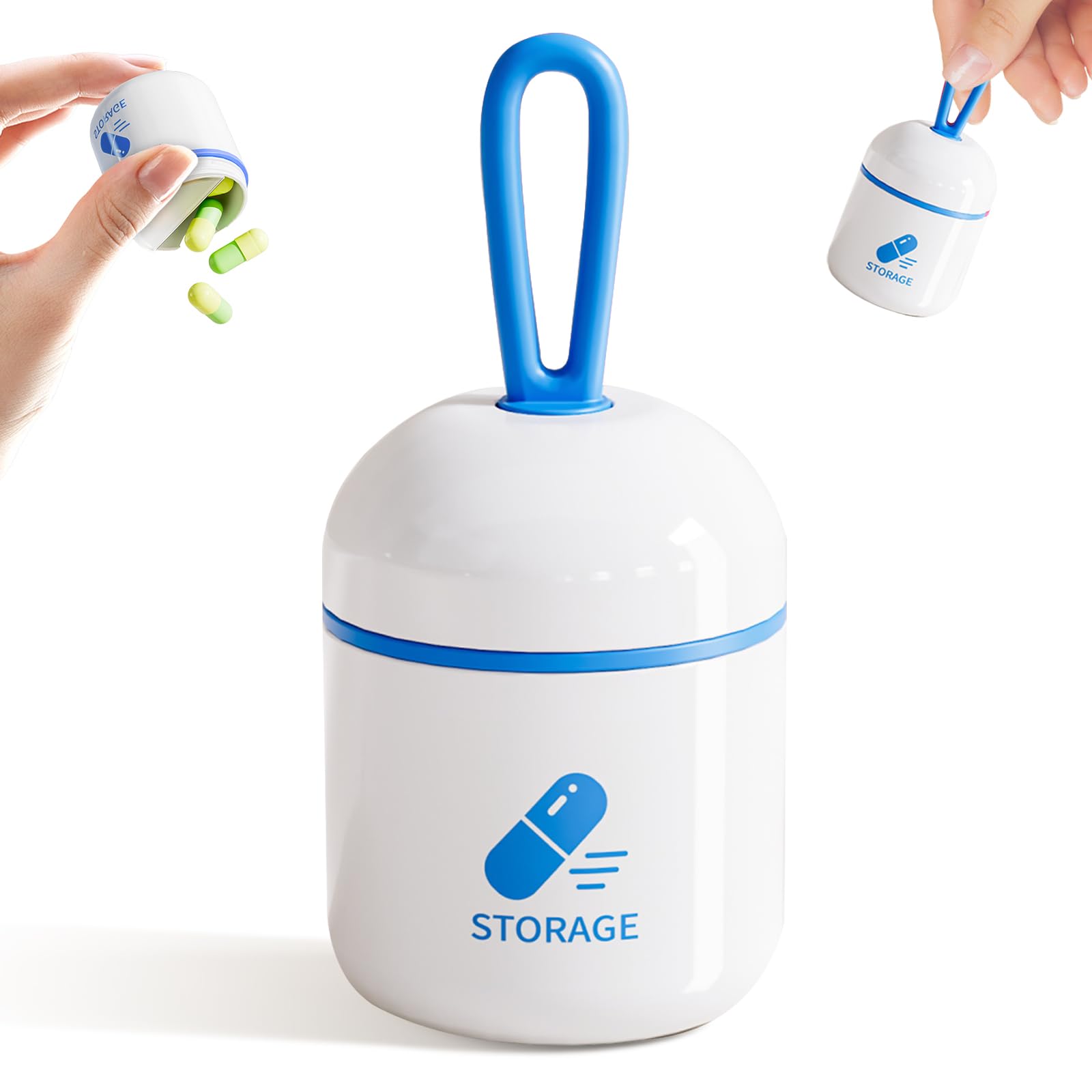 ONTERATE Keychain Pill Holder, Small Pill Box Case Container Organizer for Purse, Removable Divider, Silicone Seal Moisture Proof Mini Pill Bottle for