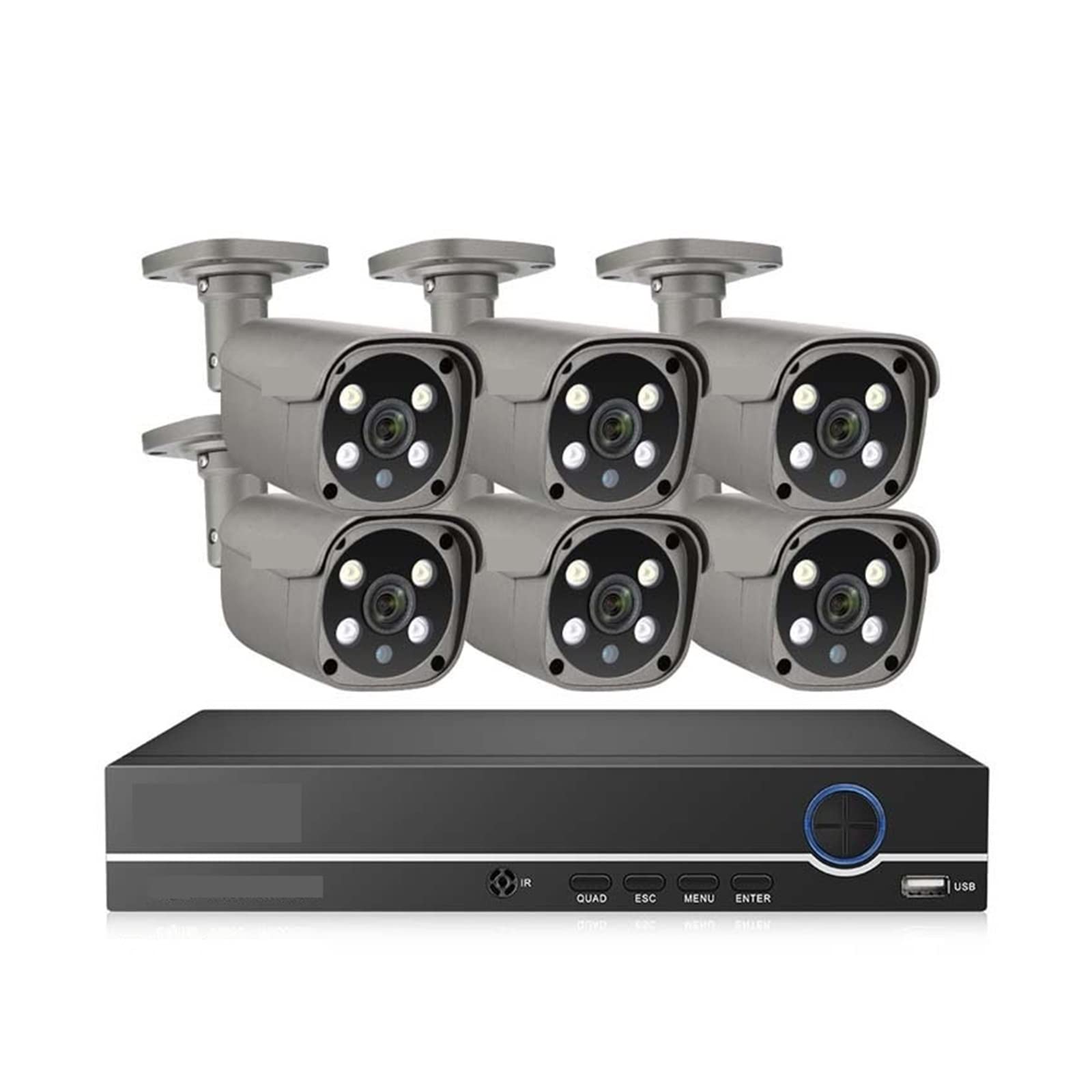Sistema De Cámara PoE Smart Ai Visión Nocturna A Todo Color Detección Facial Video Kit De Vigilancia De Seguridad FáCil De Instalar(3T,8CH 6pcs Camera 5MP)
