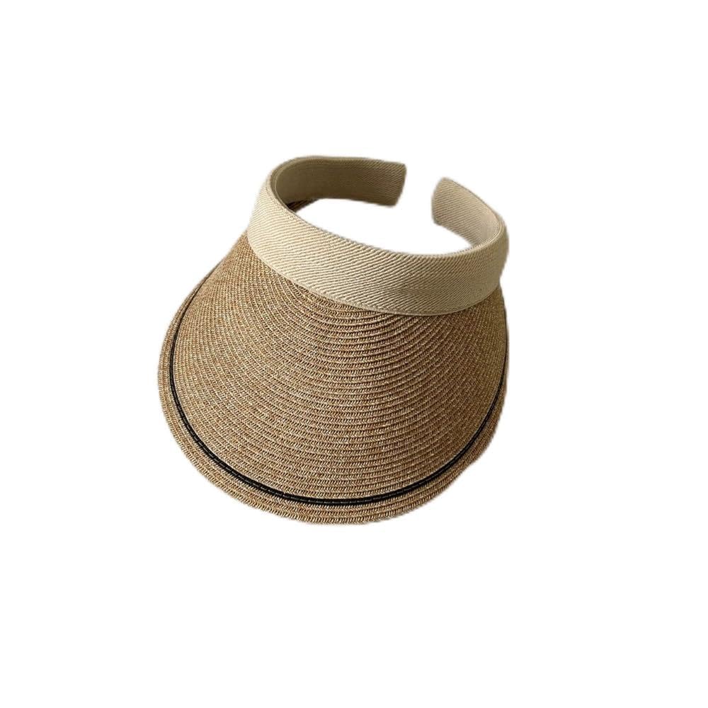 Casquette Visière Chapeau de Paille tissé for Vacances d'été, Bord mer, Plage, Soleil
