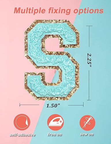 Miniatura 2 de Parches de letras de felpilla para planchar con purpurina, parches bordados con borde dorado, parches para coser en ropa, sombrero, camisa, bolsa