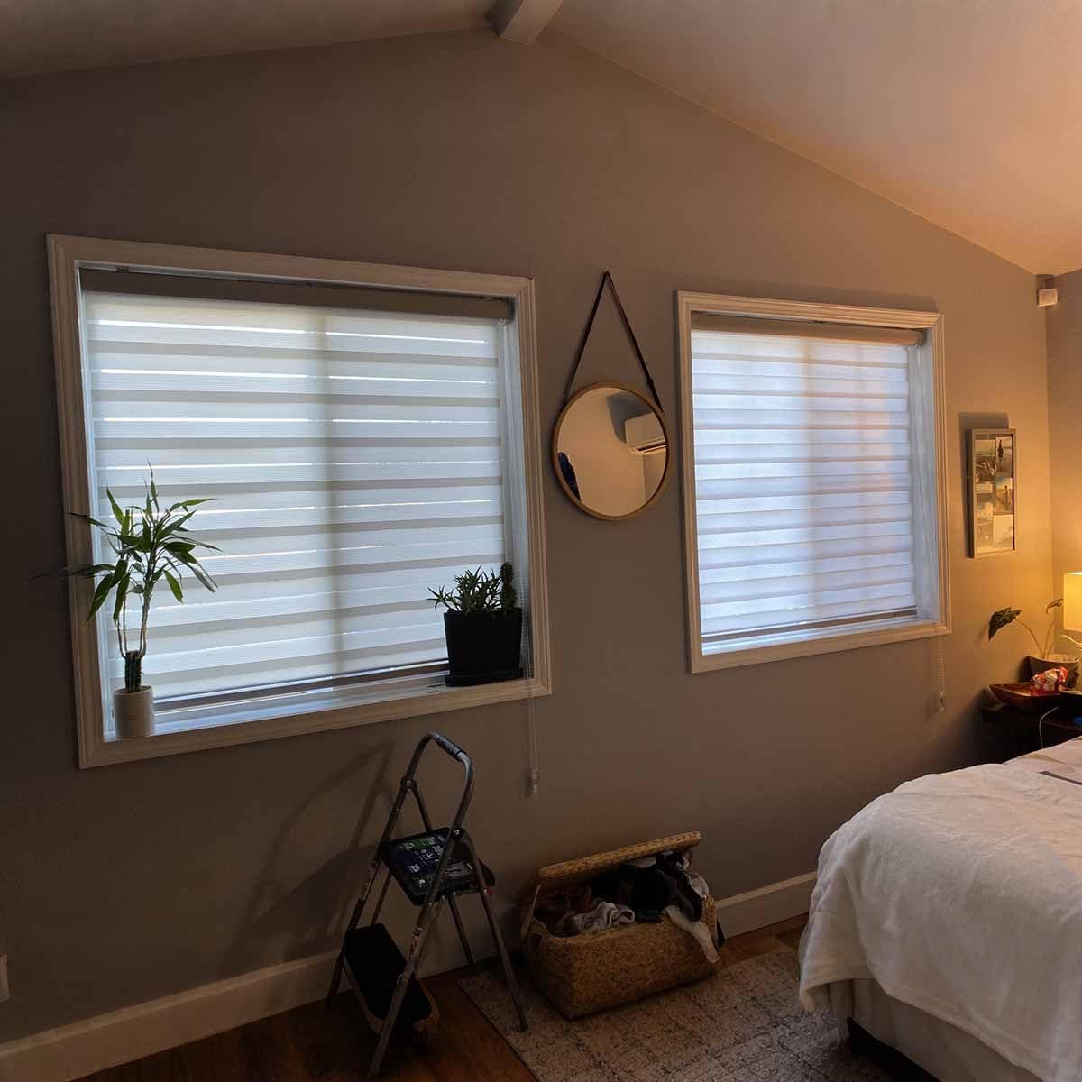 Store Enrouleur Jour Nuit, Store Zèbre Double Tissu avec Clips, Rideau Translucide Et Occultant pour Fenêtre Et Porte, Protection Solaire, Largeur 50 60 80 100 120 140 155cm