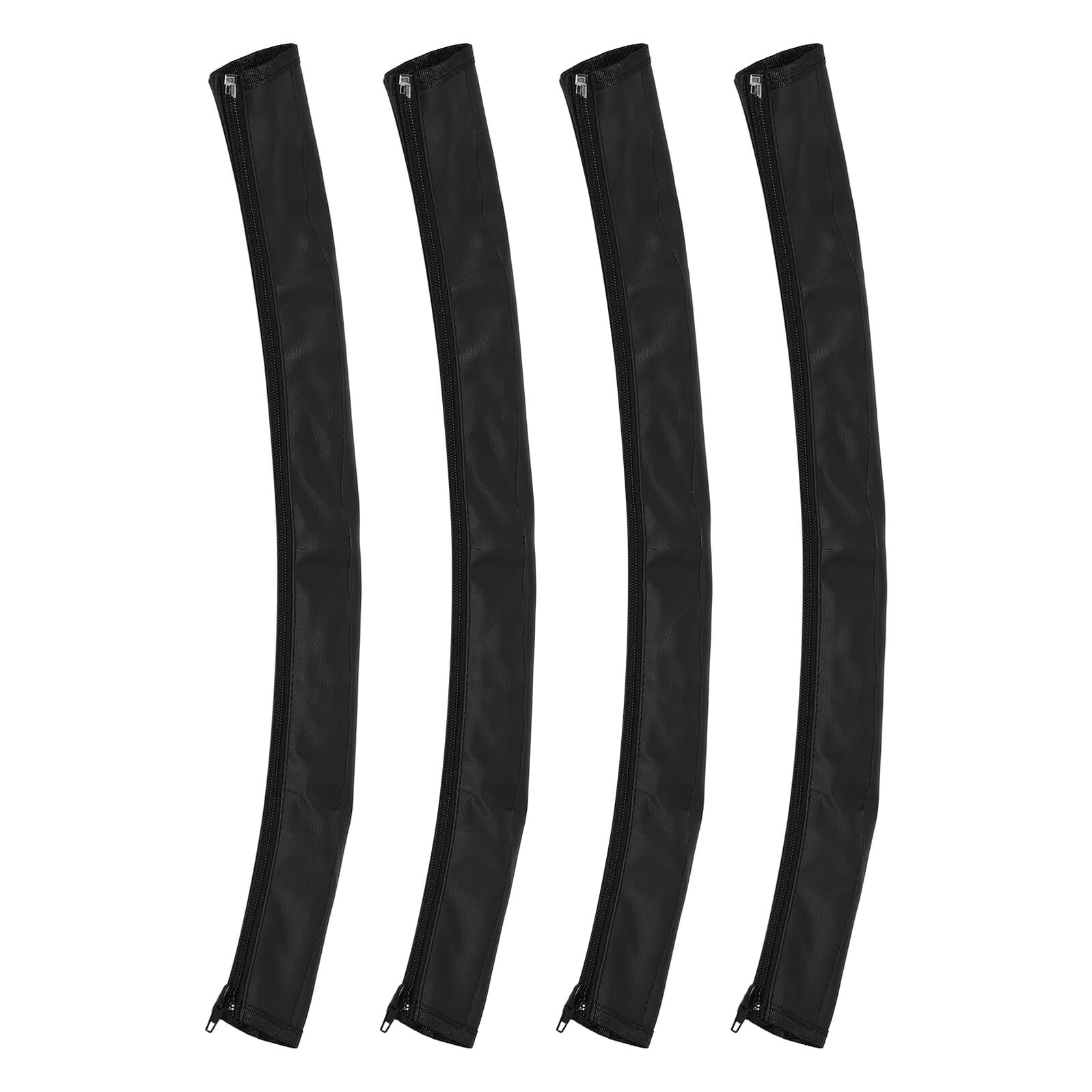 Funda para Manillar de Cochecito 4 Piezas, Protector Antideslizante de Pu Negro, Extraíble y Lavable Cremallera de 52 Cm, Compatible Mayoría de Cochecitos, Accesorio para