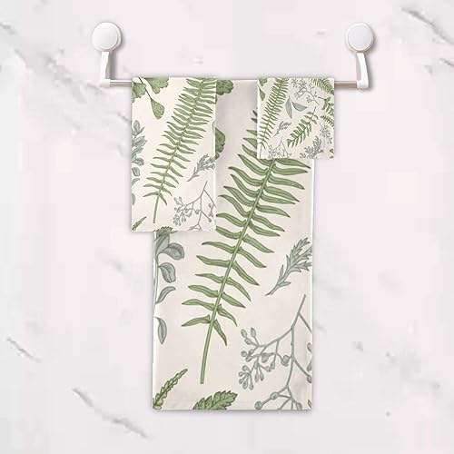 Miniatura 5 de Juego de toallas de baño de hojas verdes para baño, hojas de plantas silvestres de helecho verde salvia, juego de 3 toallas de lujo, 1 toalla de