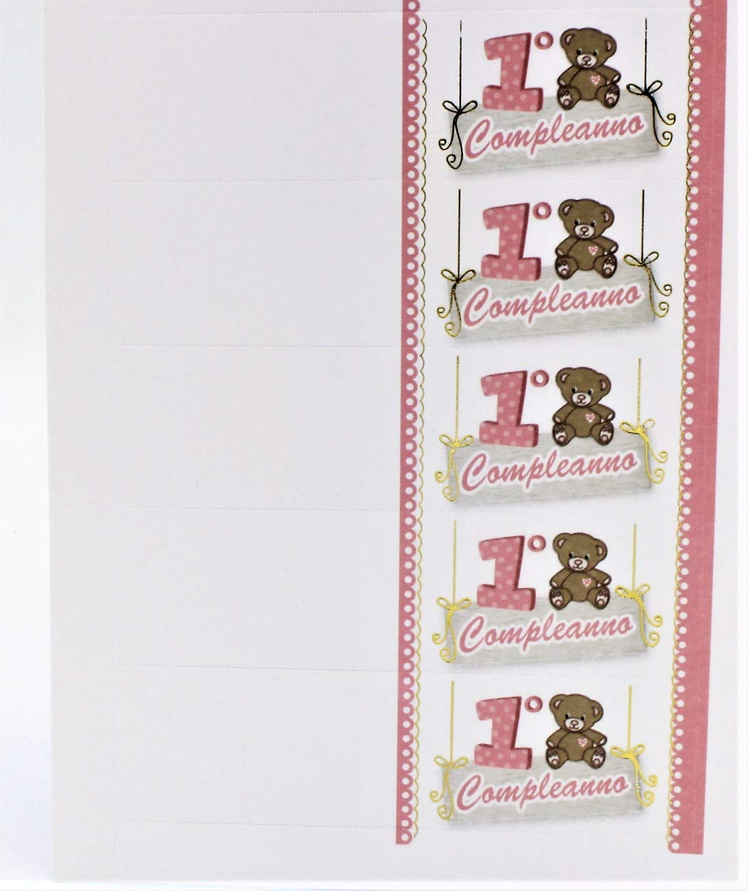 Bigliettini Bomboniera Primo Compleanno Orsetto Rosa (Pezzi 200)