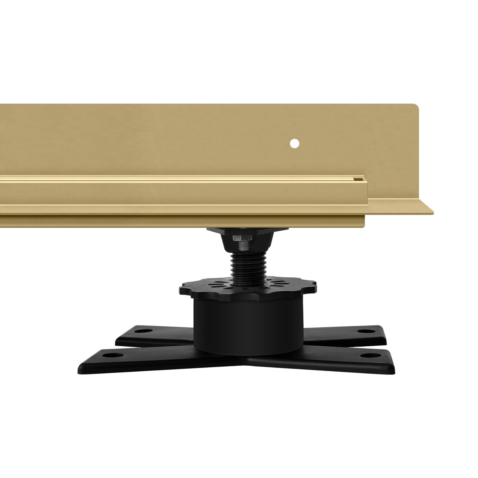 Wand-Duschrinne Premium SLX Gold PVD 90 cm, Duo-Rost – befliesbar oder mit Edelstahlabdeckung, Edelstahl AISI 304, Siphon Ø50, Haarsieb