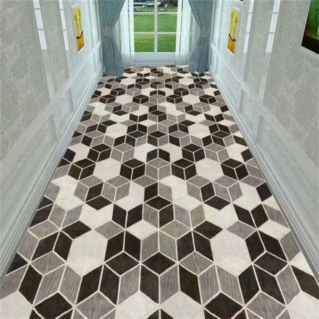 Tapis de chambre adulte gris 60x100cm géométrique résistant à l'usure