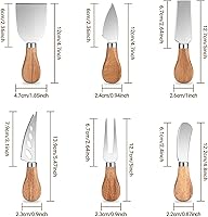Vista 4 de Juego de 21 cuchillos esparcidores, cuchillo esparcidor de mantequilla de queso, cuchillo cortador de queso, hoja de acero inoxidable con asas