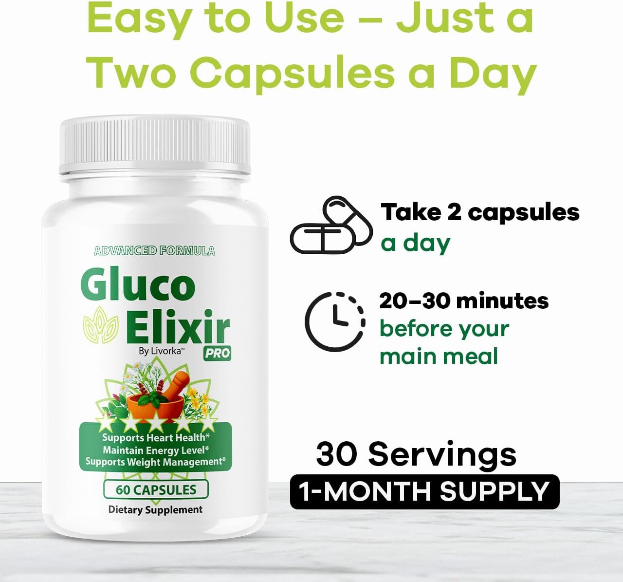 GlucoElixir Pro Capsules - Official GlucoElixir Pro Blood Health Support Advanced Formula Pills - Maximum Strength, Natural Vitamins for Overall Health & Wellness, 60 Capsules for 1 Month - Image 4