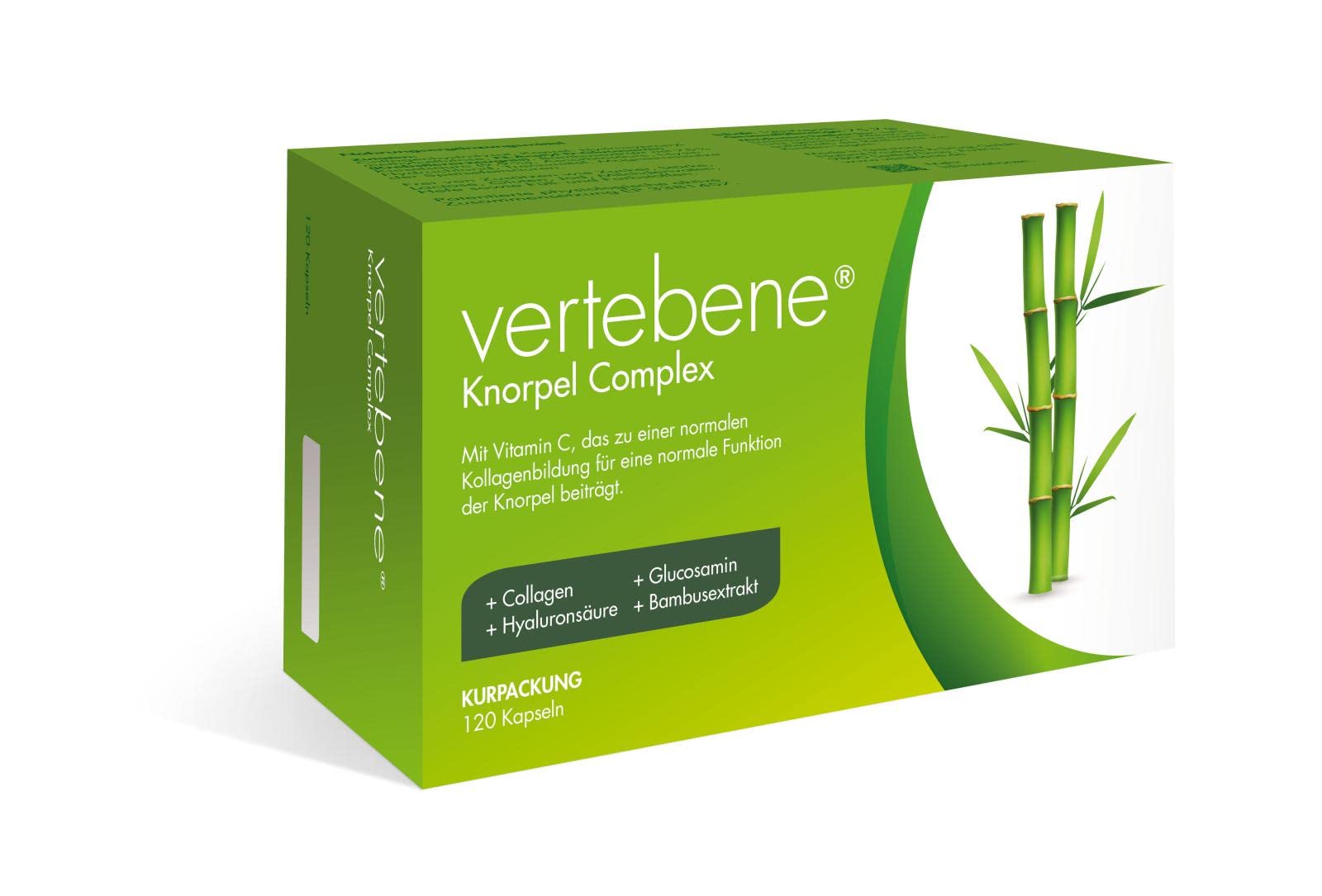 Knorpel Complex - Das Original mit Typ-2 Kollagen, Bambusextrakt & Vitamin C - angereichert mit Hyaluronsäure, Glucosamin und L-Lysin für vitale Bandscheiben - 120 Kapseln