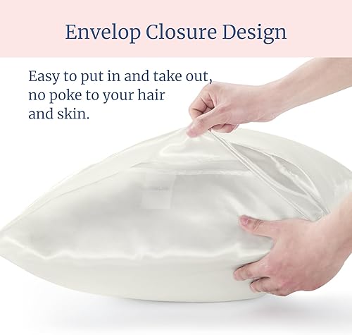 Miniatura 6 de BEDELITE - Juego de 2 fundas de almohada de satén de tamaño Queen, ideales para el cabello y la piel, supersuaves y sedosas, color marfil, con