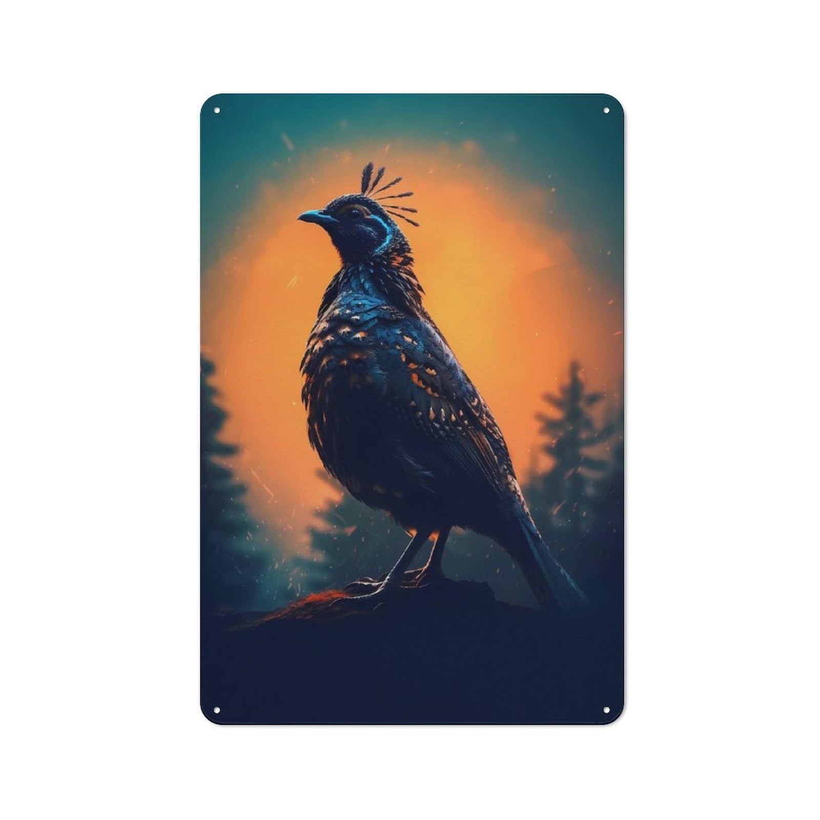 Junmoney Quail Animal Tin Wall Plaque 30X20cm With For Hobby Room Or Studio, For Updating Hobby Room And Studio After Moving