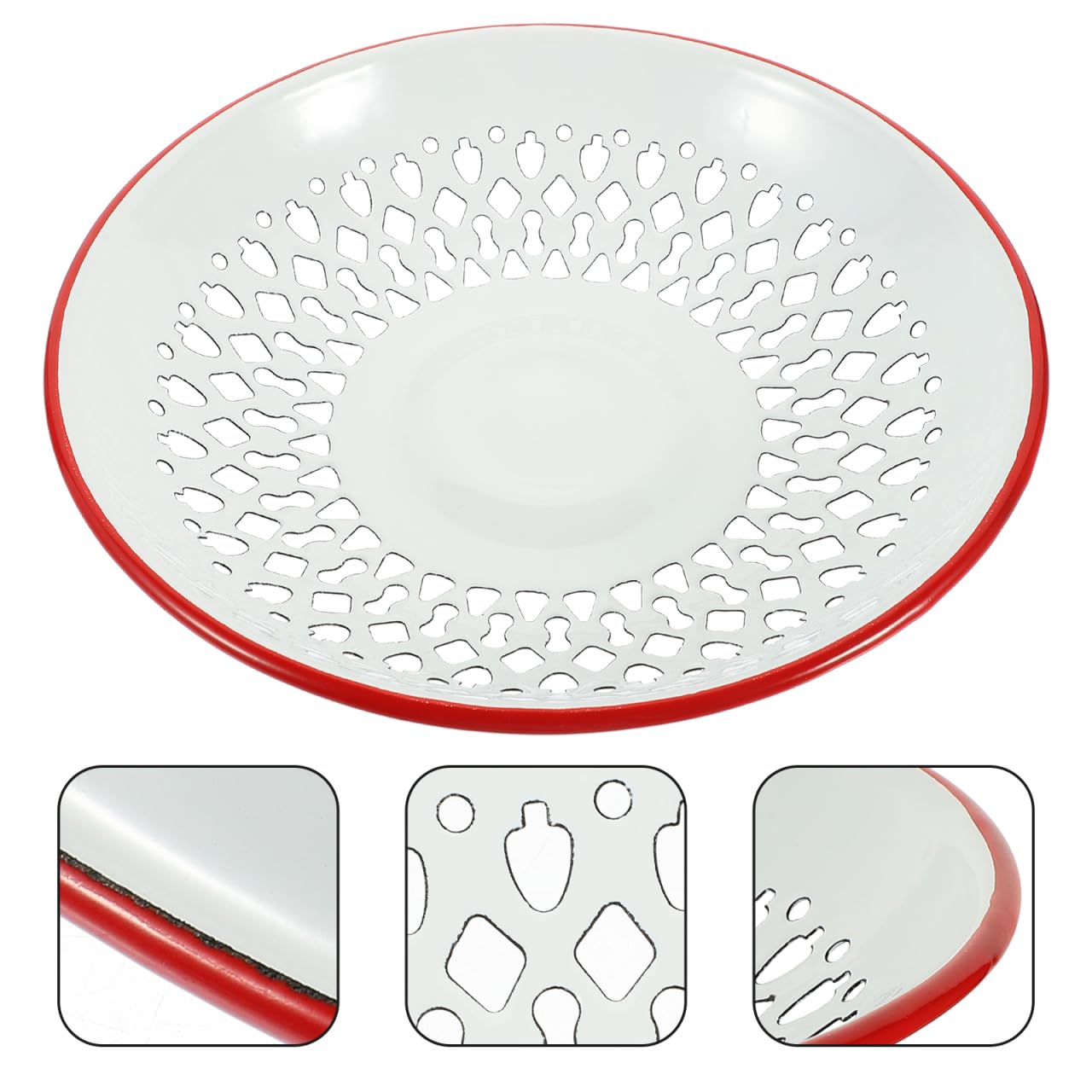 UPKOCH Panier De Vidange Multifonctionnel En Émail 9.72X9.72X1.89 Pouces Égouttoir Léger Pour Fruits Noix Et Rangement Cuisine