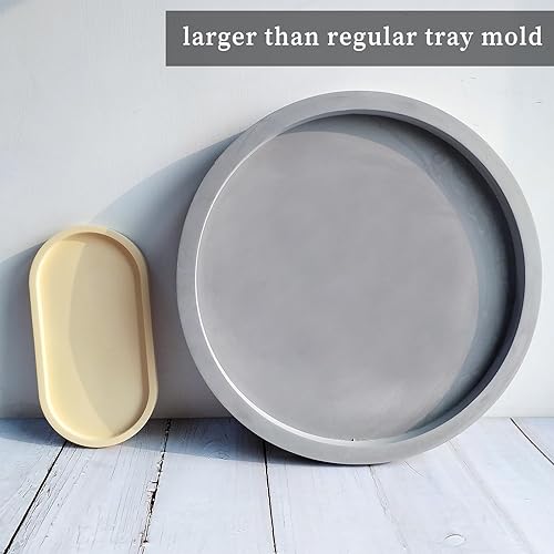 Miniatura 4 de Wehous Molde de bandeja redonda grande con bordes de silicona de 12.2 pulgadas, recipiente de almacenamiento grande para resina epoxi, cemento,