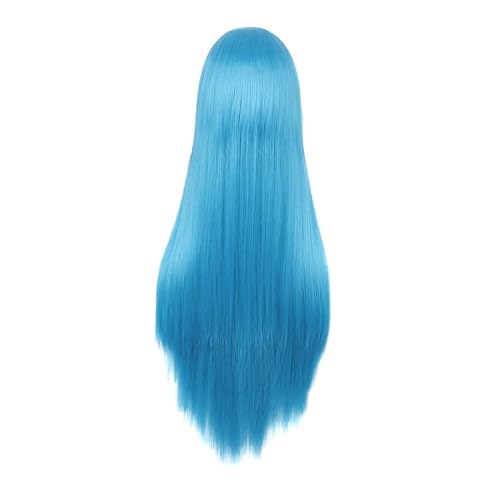 Miniatura 4 de MapofBeauty Peluca larga y recta para disfraz de anime, para cosplay, peluca de fiesta (azul cian)