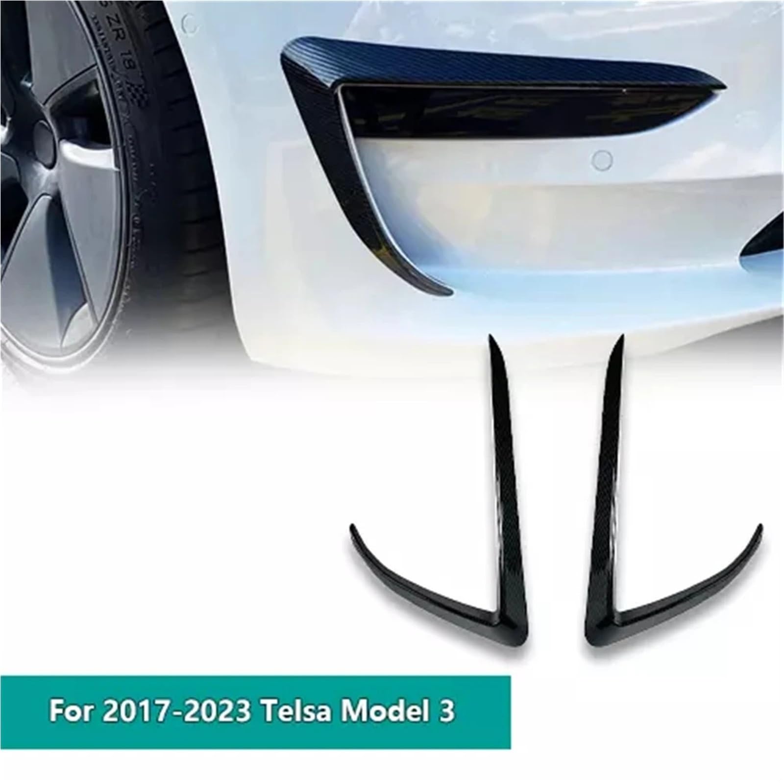 Spoiler dachowy Do Tesla Model 3 Model Y 2017-2023 Przedni Zderzak Przeciwmgielne Światło Nóż Wiatrowy Spoiler 1 Para CarLamp Trim Cover Light Eyebrow tylny spojler(Model Y Glossy Black)