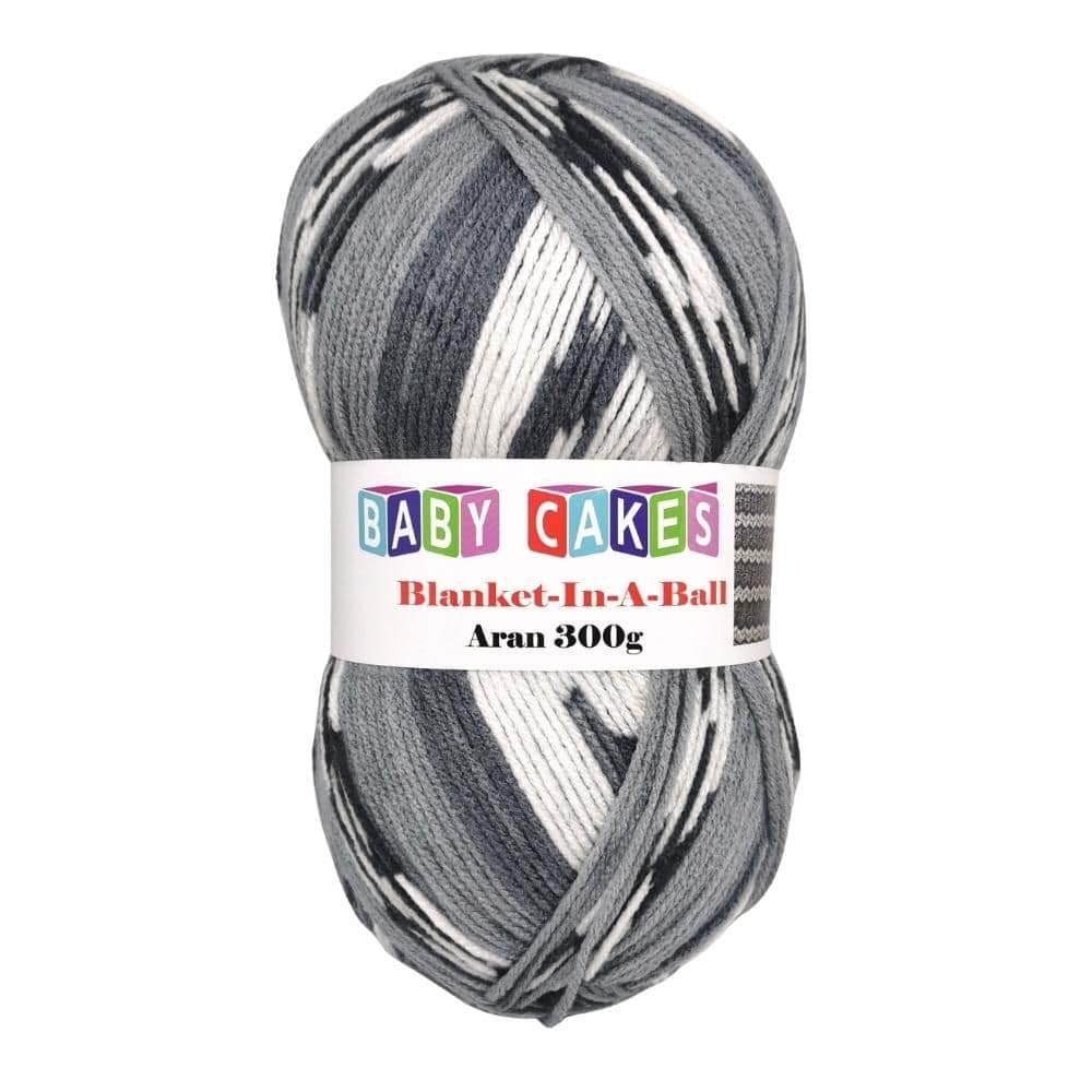 WoolCraft Baby Cakes Blanket in a Ball Aran Knitting & Crochet Yarn, Available in a Selection of Variegated Colours, 100% Acrylic, 636 Metres, 300g Balls, Pack of 10, Liquorice