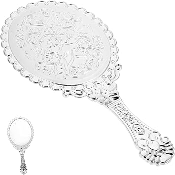 Didiseaon Vintage Hand Mirror Cosmetic Mirror Portable Makeup Tool High- Surface Stylish Carry