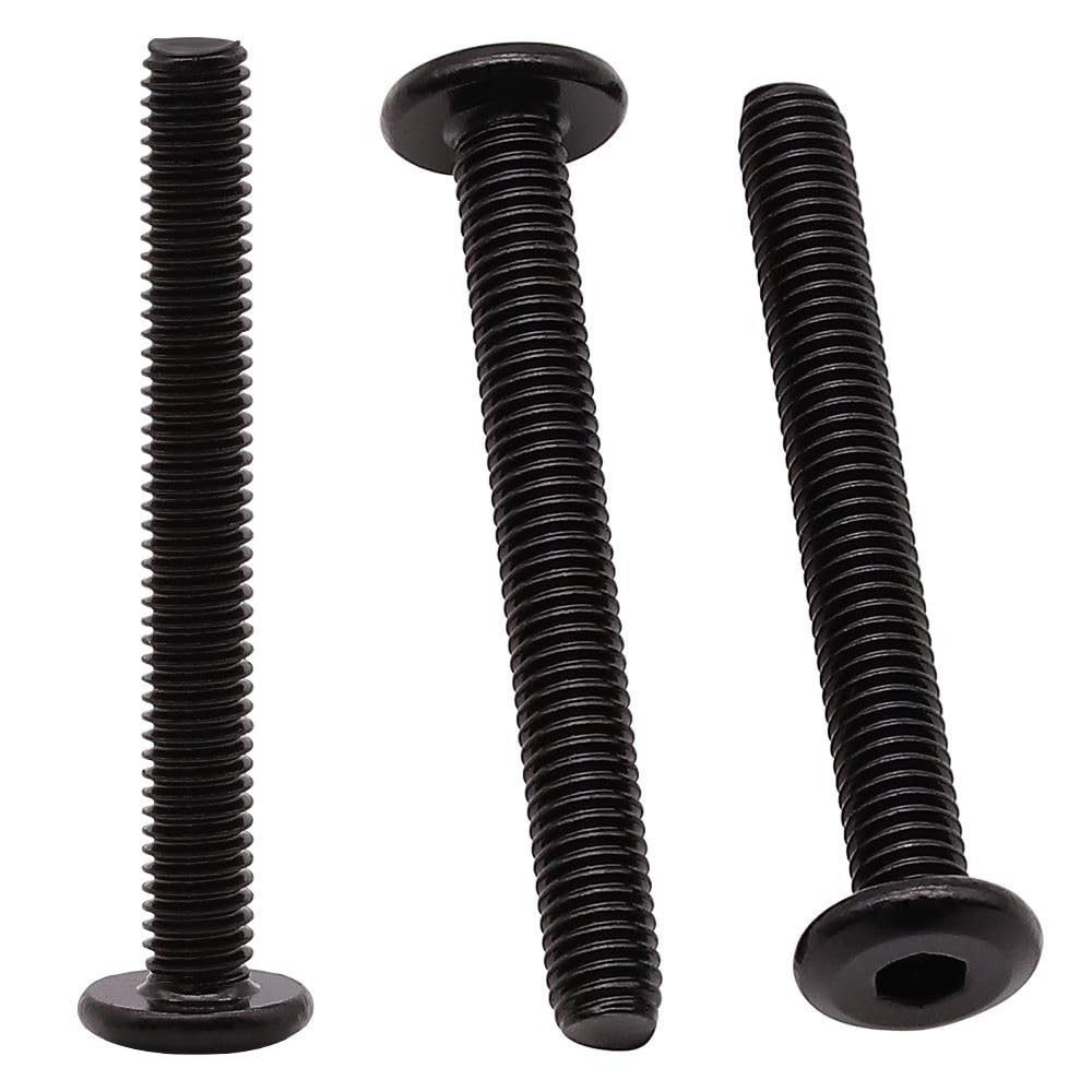 M5-0.8 x 30mm (50 Pack) Flat Round Head Socket Cap Screw, 304 Stainless Steel, Bright Finish, Full Thread, Connection Bolts, Furniture Screw, Black Coated