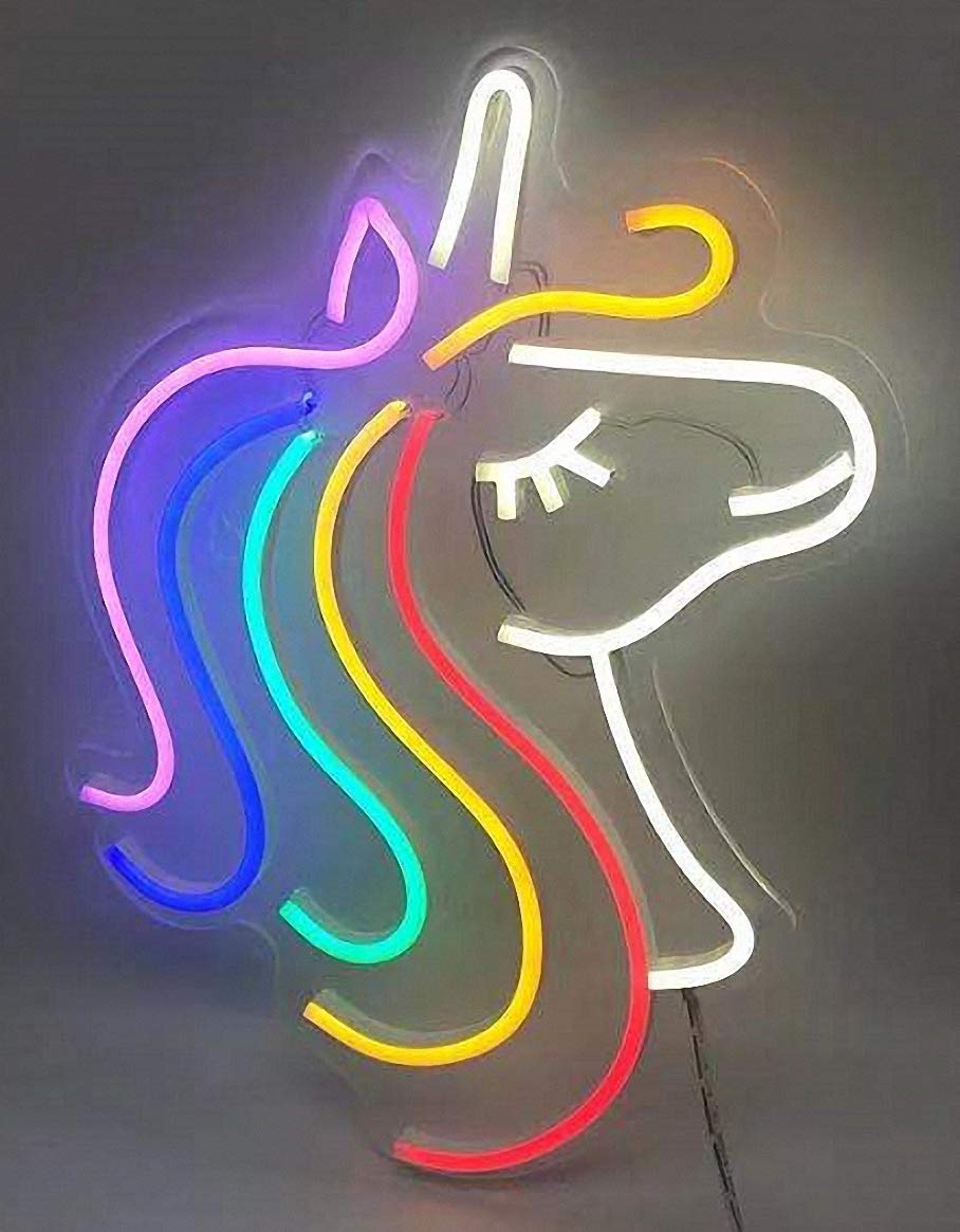 Neon Light Sign LED Night Lights USB Operated Decorative Marquee Sign Bar Pub Store Club Garage Home Party Decor (Rainbow unicorn)