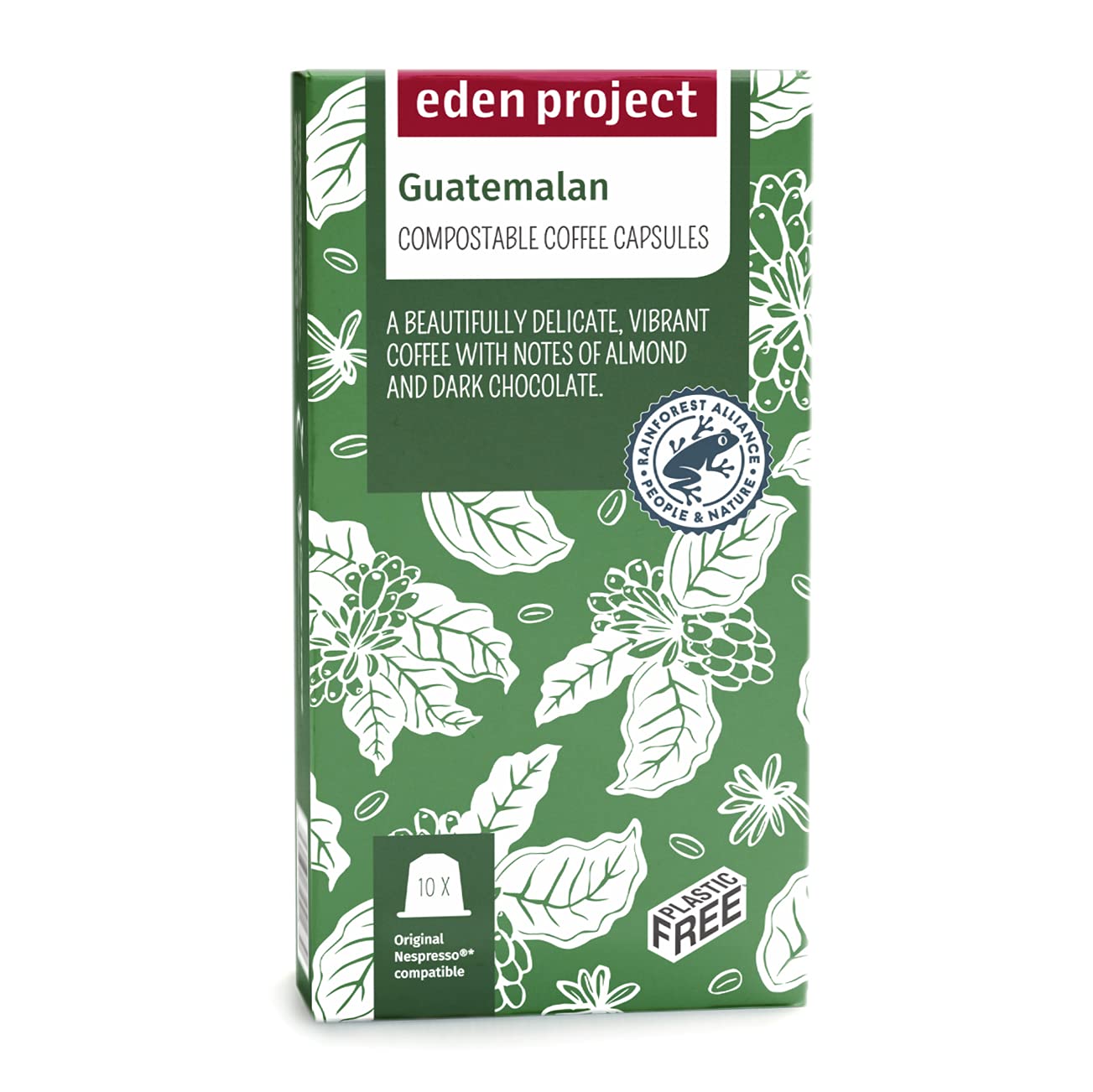 THE EDEN PROJECT Cápsulas de café compatibles con Nespresso, sin plástico, compostables, biodegradables, neutrales, 60 cápsulas, 6 paquetes de 10 unidades