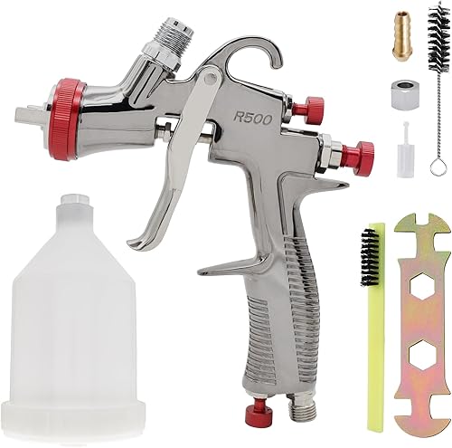 Miniatura 6 de LVLP R500 - Pistola rociadora de pintura de coche de alimentación por gravedad de 0.051 in, rociador de pintura ideal para capas base automotrices,
