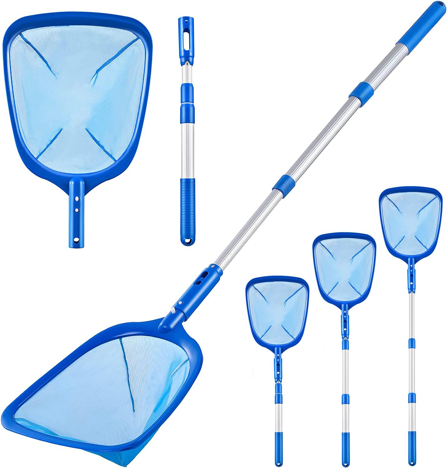 FBSPORT Pool Skimmer Net with Telescopic Pole, 59 inch Swimming Pool Leaf Net, Fine Mesh Pool Net, Pool Cleaner Maintenance Tool-Easy to Collecting Leaves for Swimming Pools, Hot Tubs, Ponds