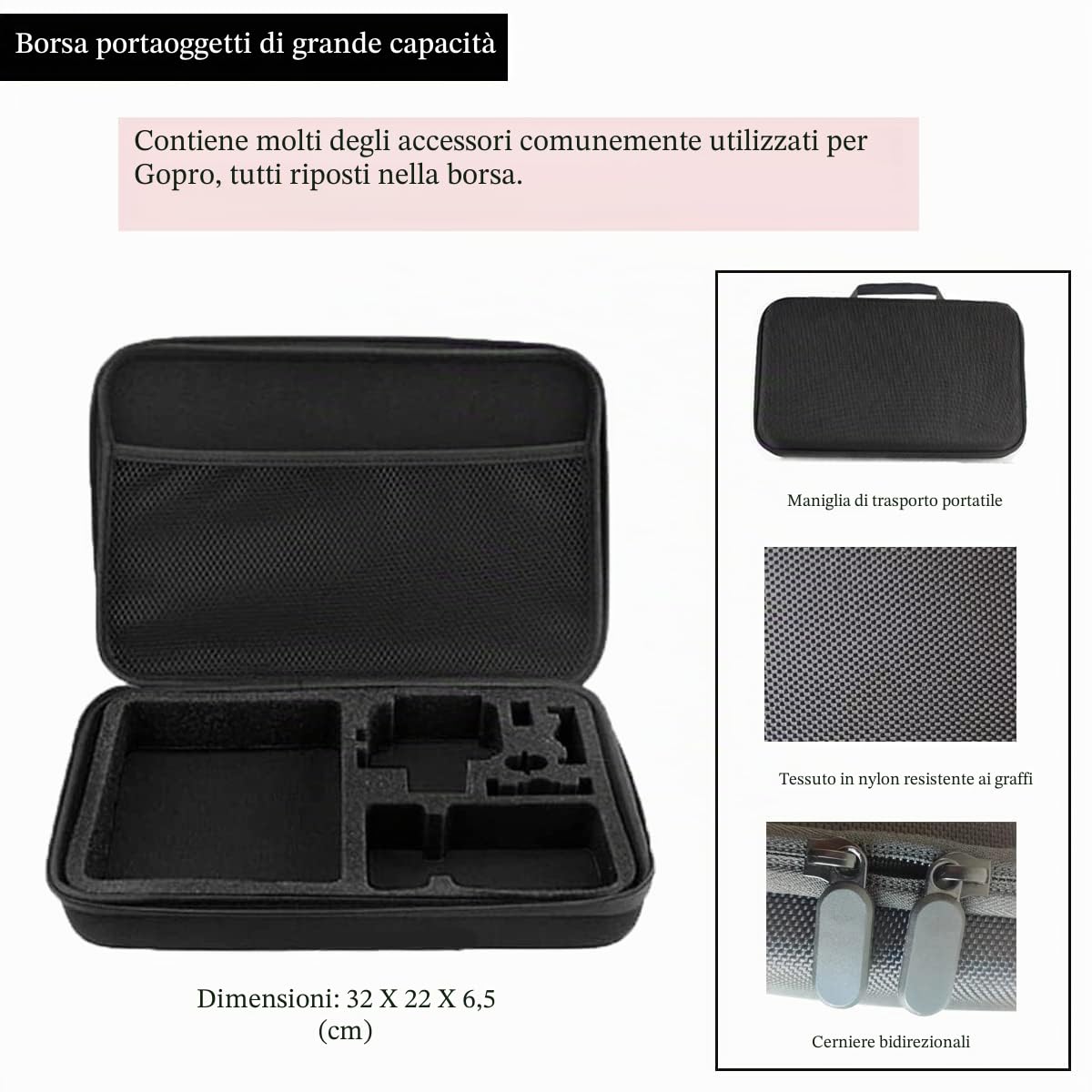 52 in 1 Kit Accessori per Action Cam, Kit di Accessori Compatibile con GoPro, Fotocamera Sportive Set di Accessorio per GoPro Hero12 11 10 9 Black
