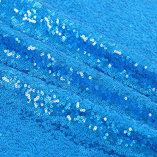 Image of B-COOL Rectangle Sequin Tablecloth Aqua Blue Table Cloths Seamless Tablecloth 60x102 Inch for Wedding Mermaid Theme Party Banquet