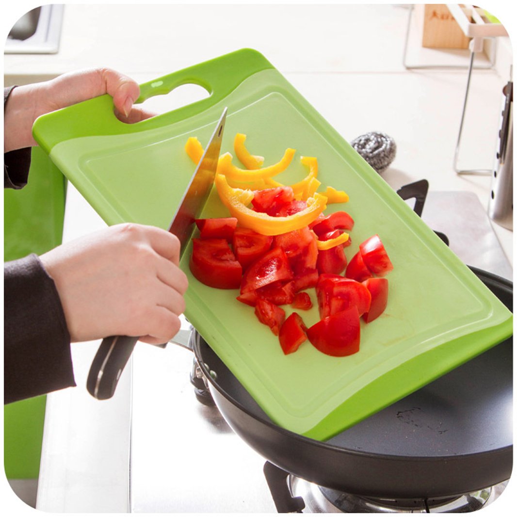 2 Pcs Dishwasher Safe Plastic Cutting Board Antimicrobial Protection With Non-Slip Silicone Edges and Deep Drip Juice Groove