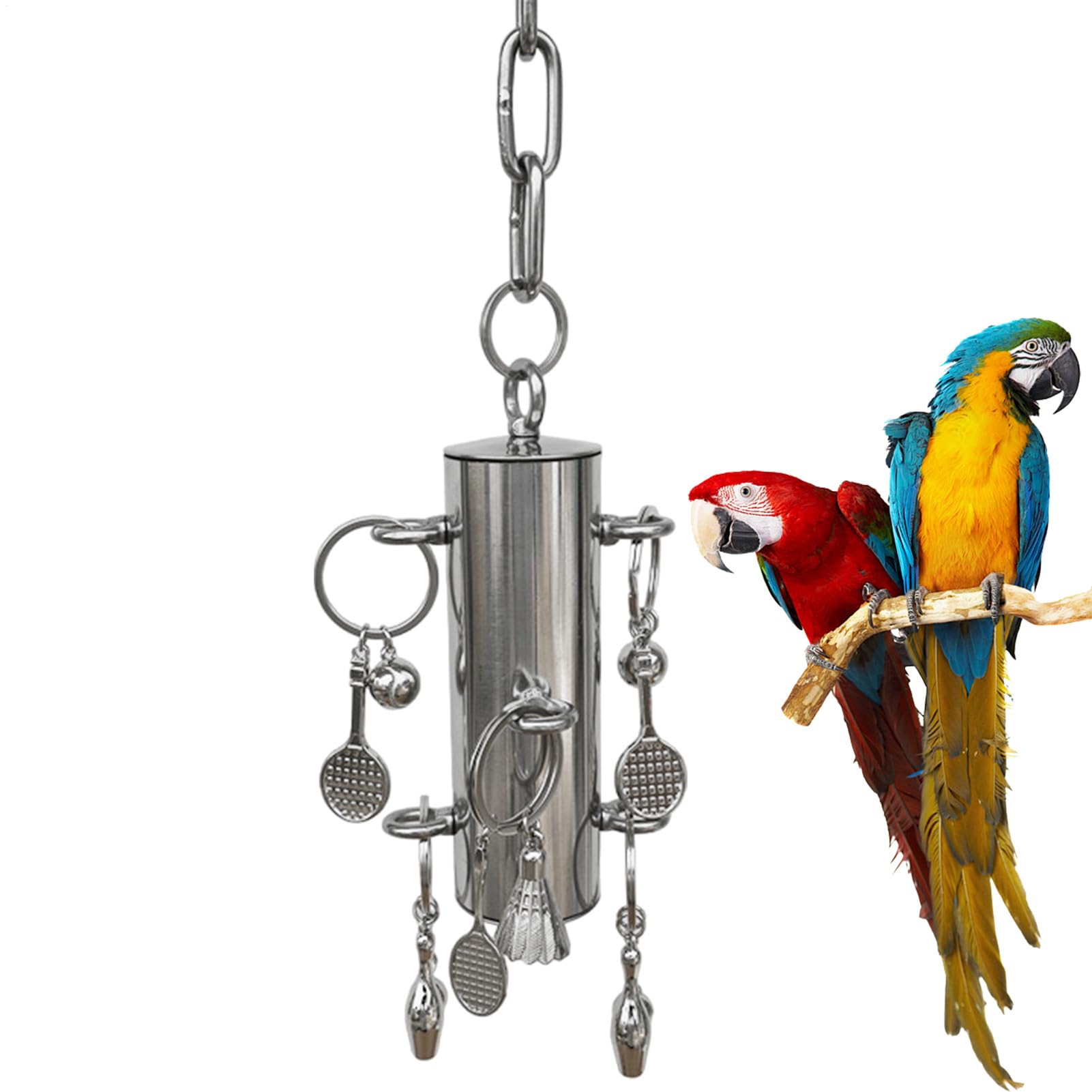 Cloche en acier inoxydable pour cage à oiseaux | Jouet robuste à suspendre