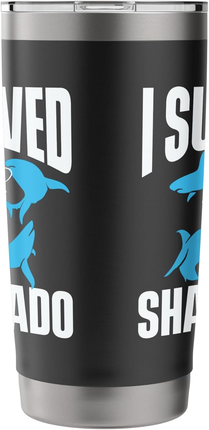 I Survived Sharknado - Shark Lover Marine Biologist Ocean Stainless Steel Insulated Tumbler - Image 4