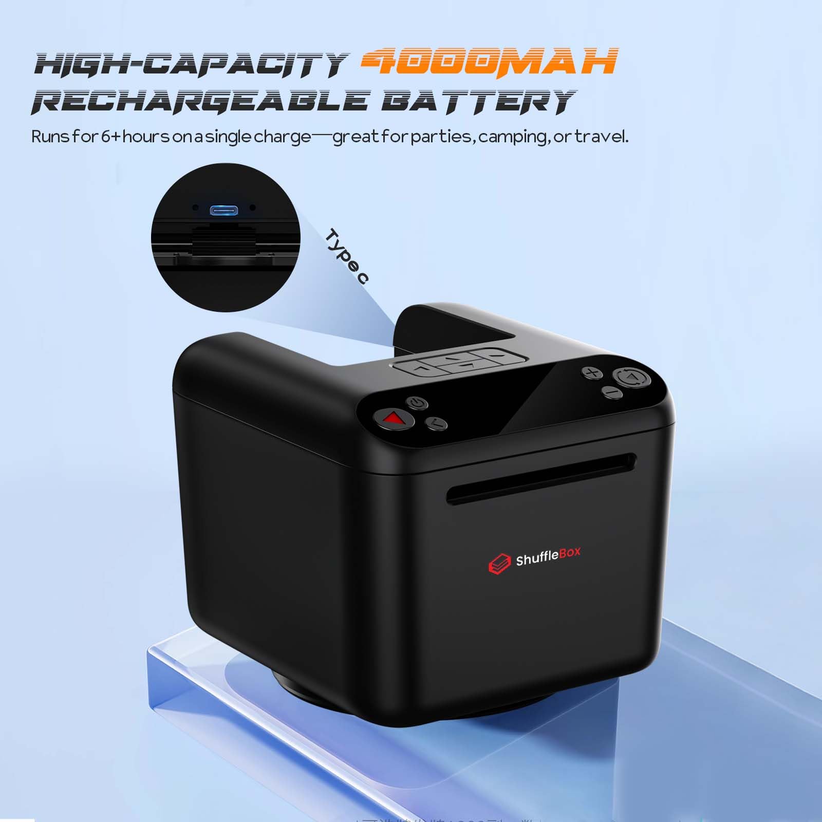 ShuffleBox D1 Distributeur de cartes rechargeable avec télécommandes, prend en charge 1 à 3 jeux de cartes, jeux de poker