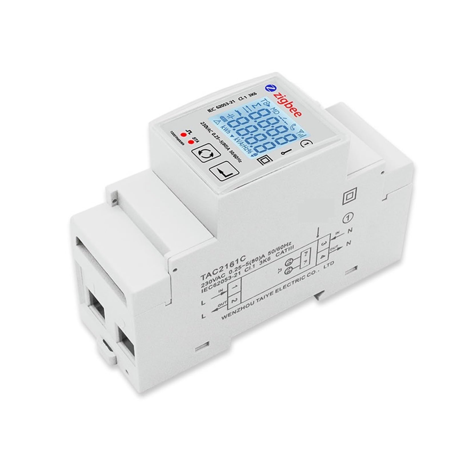 Inteligentny Licznik Energii ZigBee Jednofazowy 80A Monitor Zasilania Na Szynę Din KWh Watomierz Woltomierz Amperomierz Monitorowanie Energii
