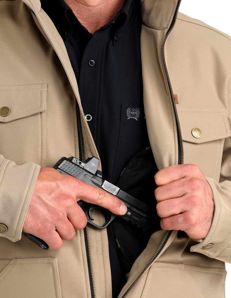 Cinch Western Jacket Mens Solid Bonded Concealed Zip Stone MWJ1566004