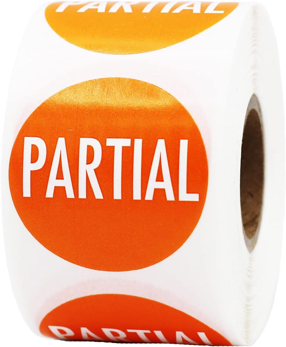 Partial Labels Orange with White 1.5 Inch Round Circle Dot Stickers for Inventory Control Shipping Packaging and Product Management 500 Adhesive Labels on a Roll Made in The USA