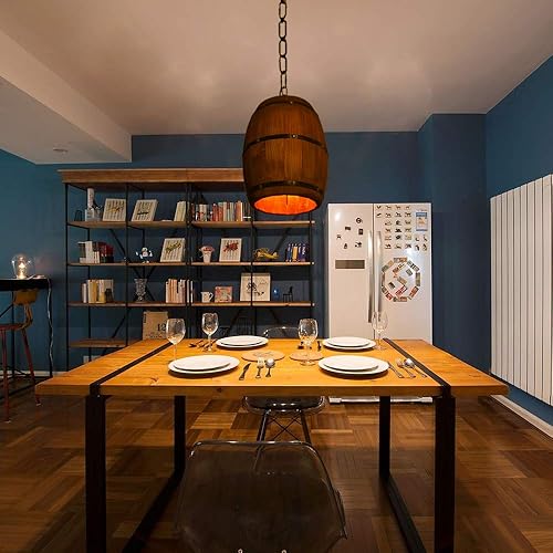 Miniatura 2 de TFCFL Lámpara de araña retro vintage de madera rústica barril de vino lámpara colgante barril pantalla lámpara techo granja lámpara colgante vintage