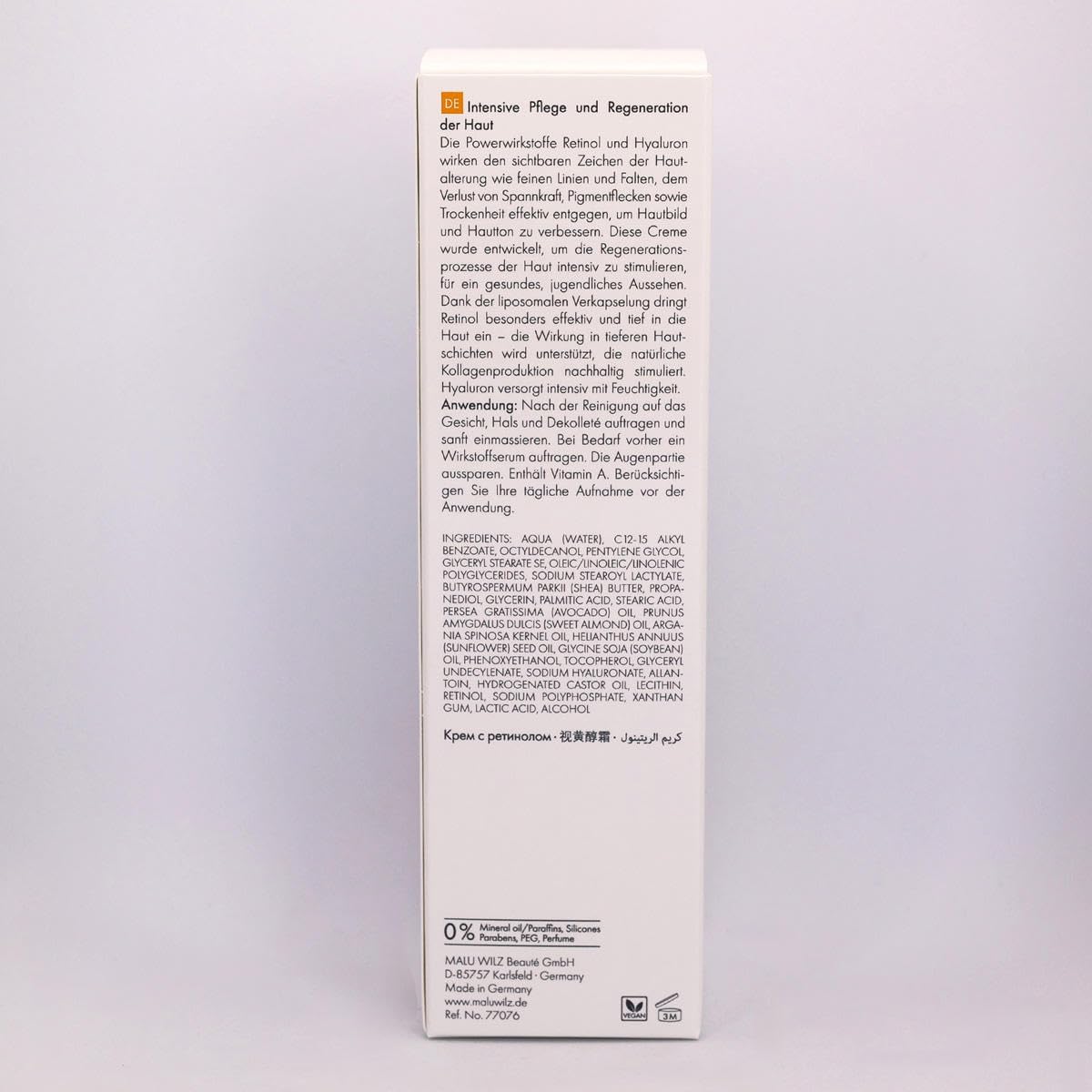 Malu Wilz Retinol Intensive Cream 50 ml – pielęgnujący krem retinolowy z efektem anti-aging dla odmłodzonej skóry, witamina A do naturalnej regeneracji skóry