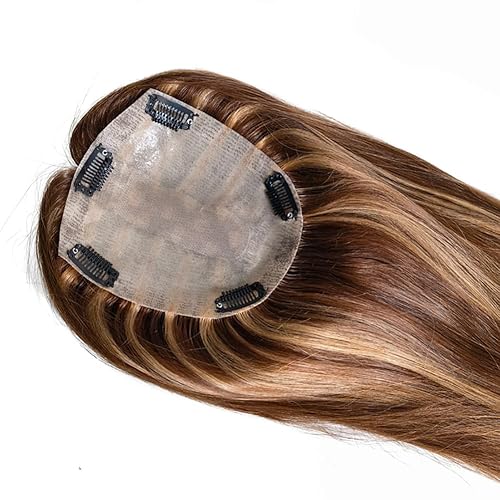 Miniatura 1 de AIRAO Base de piel fina inyectada, base de seda, parte superior, tamaño de partición de 5.9 x 6.3in, decoración para el cabello para mujer (16