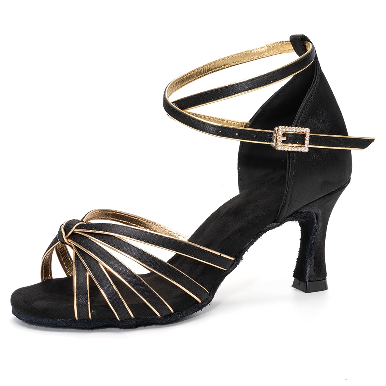 DKZSYIM Women's Satin Latin Dance Shoes Professional Ballroom Salsa Practice Performance Dancing Shoes,Model 217