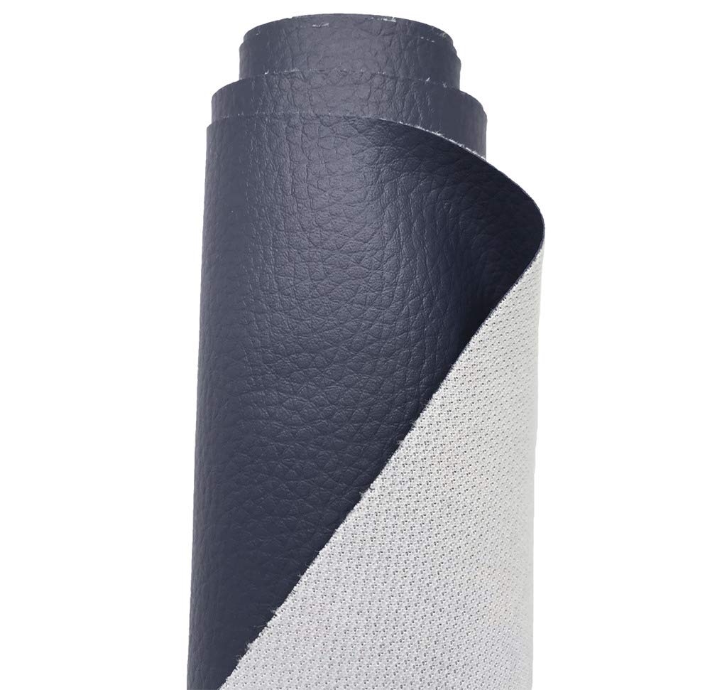 A-Express Grained Faux Leather Fabric Waterproof Heavy Duty Leatherette Vinyl Leathercloth Upholstery Textured Material - Navy Blue 1 Metre 100cm x 140cm