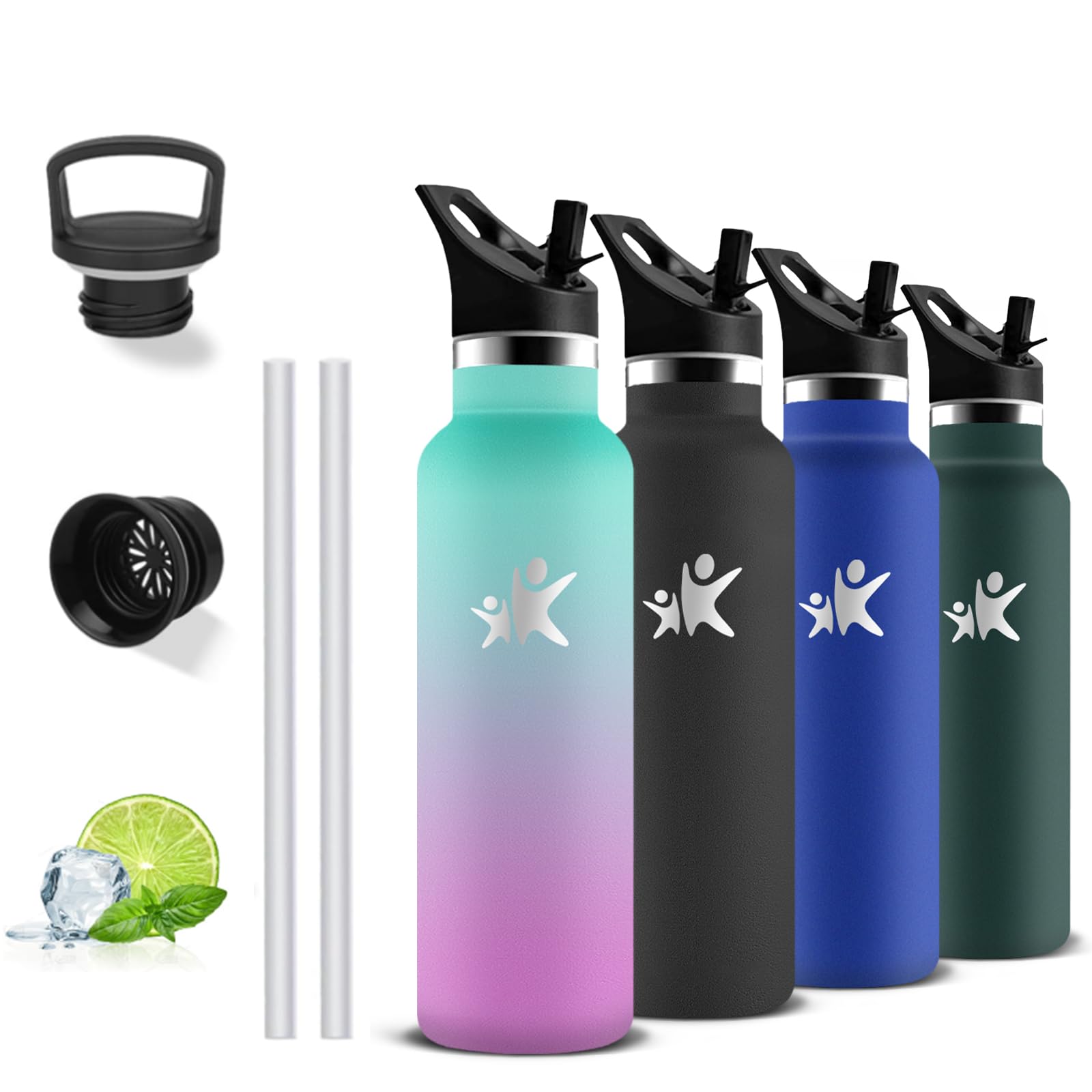 Borraccia, Borraccia Termica 500ml, Senza BPA, Borracia con Cannuccia, Senza Perdite, Borracce Termiche, Acciaio Inossidabile 18/8, Bottiglia Termica per Fitness, Campeggio, Uffici, Palestra