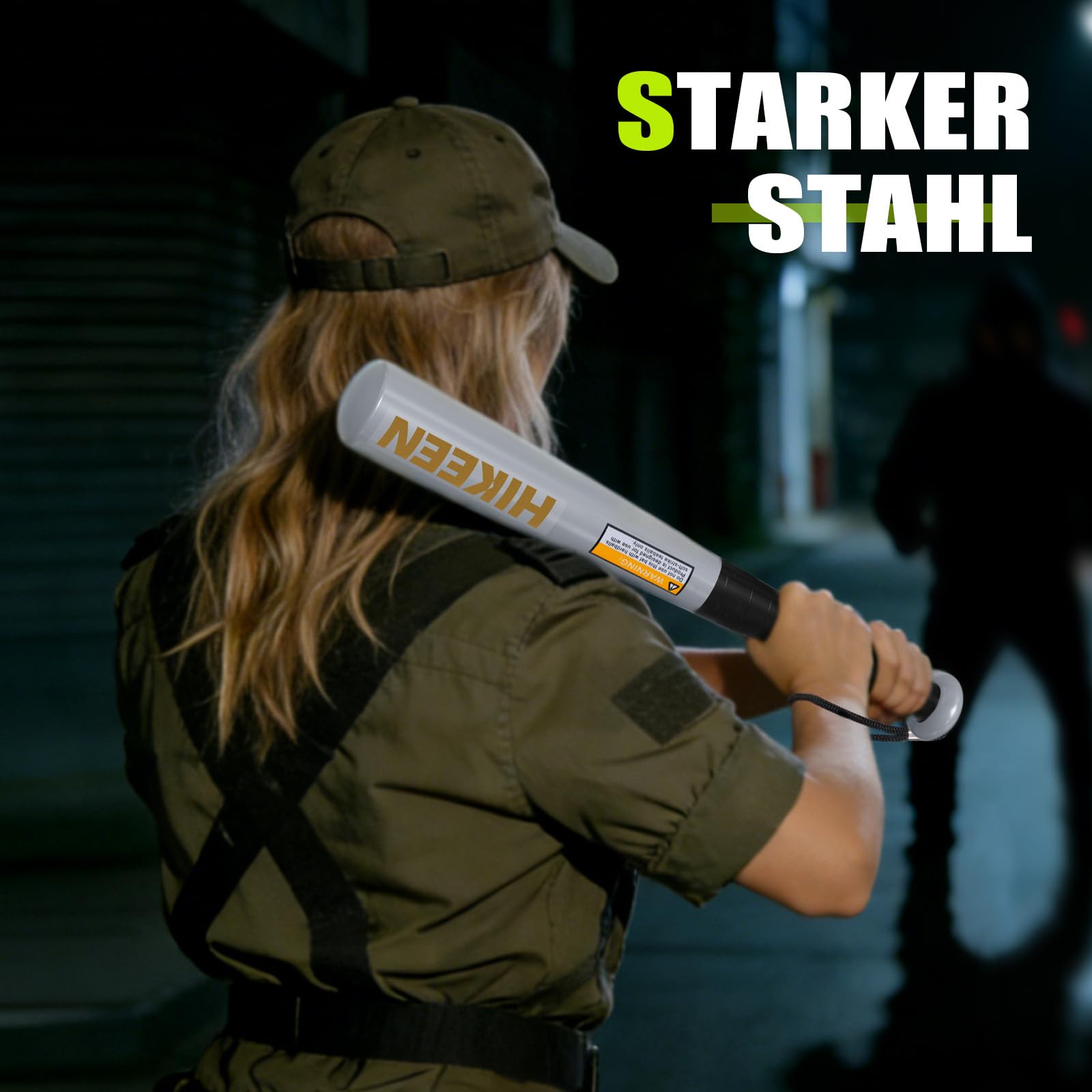 BOOSTEADY Baseballschläger aus robustem Stahl mit Rutschfester Griff und Paracord-Handschlaufe und 43cm für unterwegs