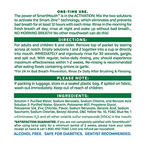SmartMouth Original Activated Mouthwash Single Packs & Premium Zinc Ion
