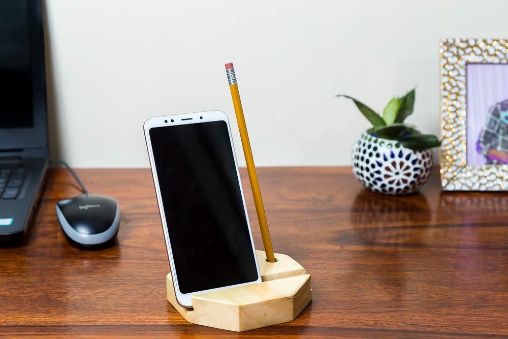 IVEI Wooden Hexagon Shaped Pen Stand Cum Phone/Tablet Holder for Desk and Table – Desk Organizer – Cell Phone Stand – Office Decor - Stationery Holder for Office & Home - Budget Friendly Unique Gift - Image 4 thumbnail