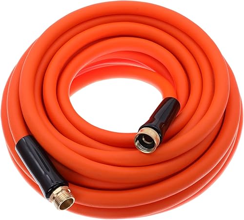 Miniatura 10 de EASTRANS Manguera de jardín corta de 15 pies x 5/8 pulgadas, manguera de agua naranja resistente con conector de latón macizo de 3/4 pulgadas,