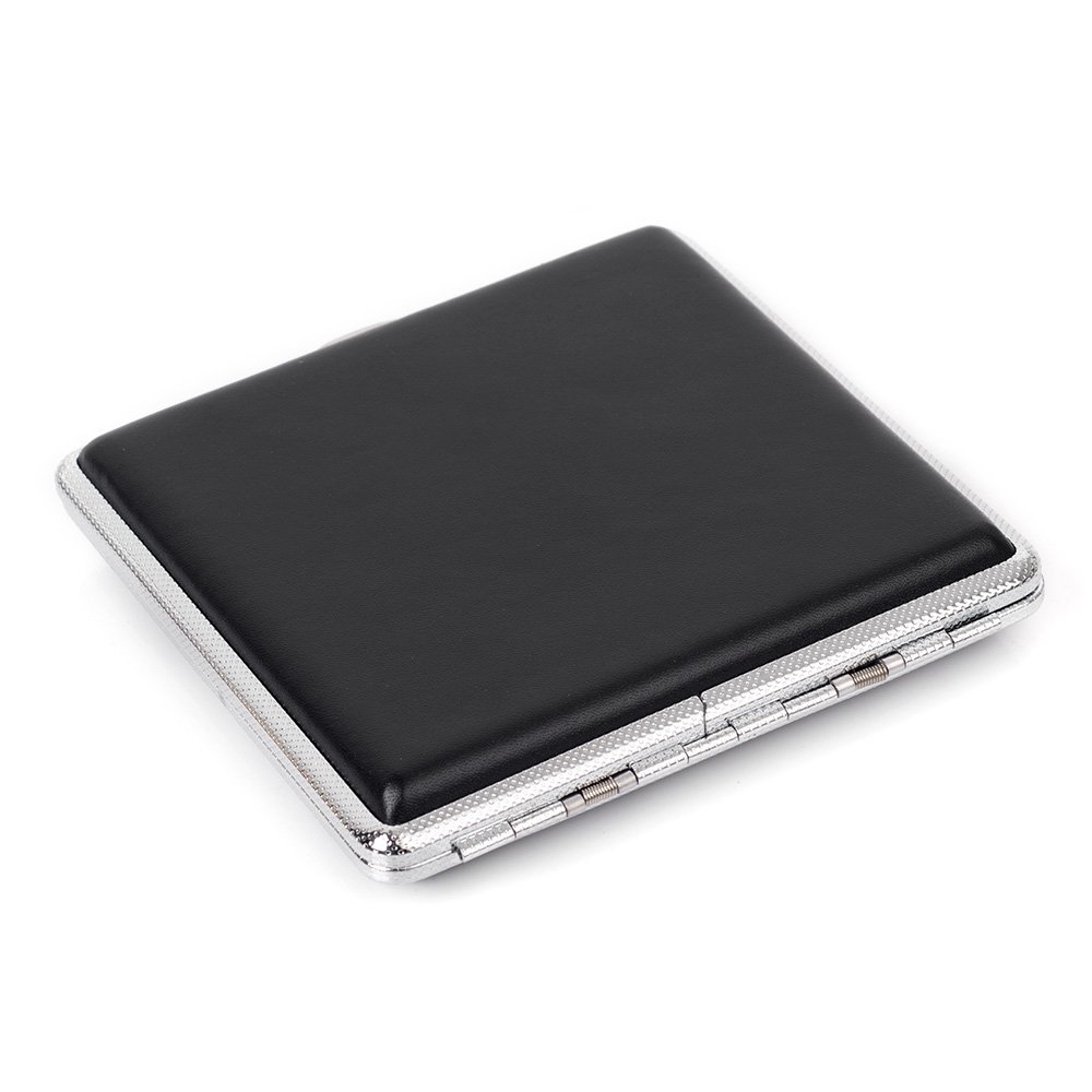 plain cigarette case Amazon.com: Black Leather Metal Holds 14 Cigarettes for 100's Cigarettes : Health & Household Charming Repouss Sterling Cigarette Case