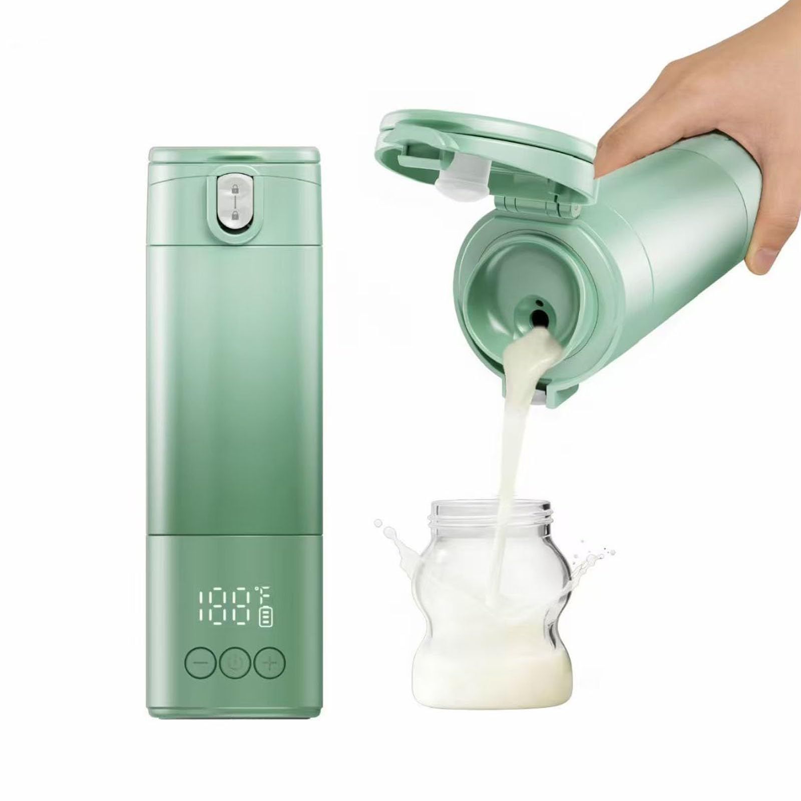 Scaldabiberon ricaricabile da 500 ml, portatile, con intervallo di temperatura regolabile di 37-50 °C, per borsa per pannolini, da viaggio, latte, scaldabagno senza fili