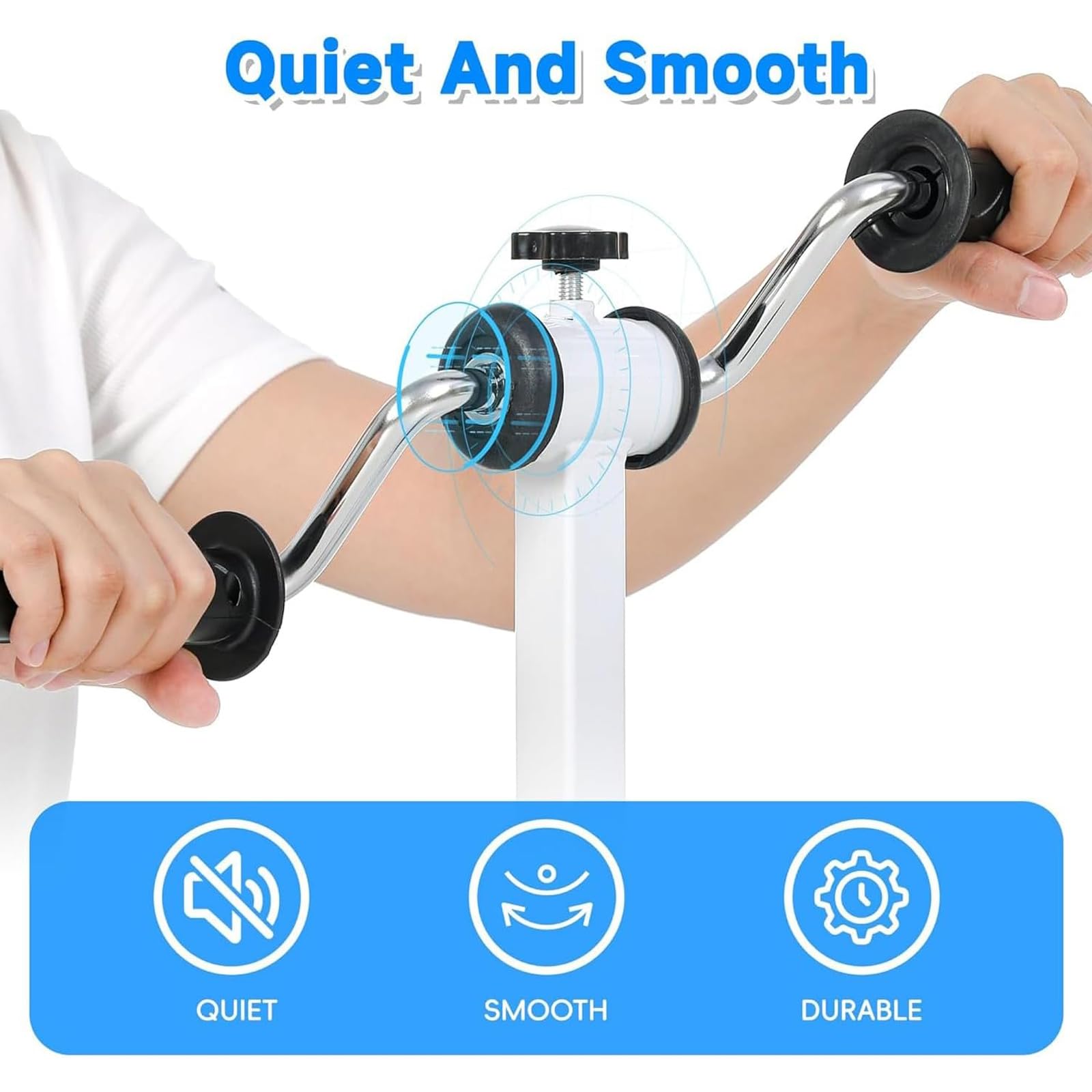 Rowerek stacjonarny, ręczny rower treningowy z ergonomicznym uchwytem i stabilną, mocną przyssawką, regulowany opór, odpowiedni do ćwiczeń ramion i barków w domu/biurze