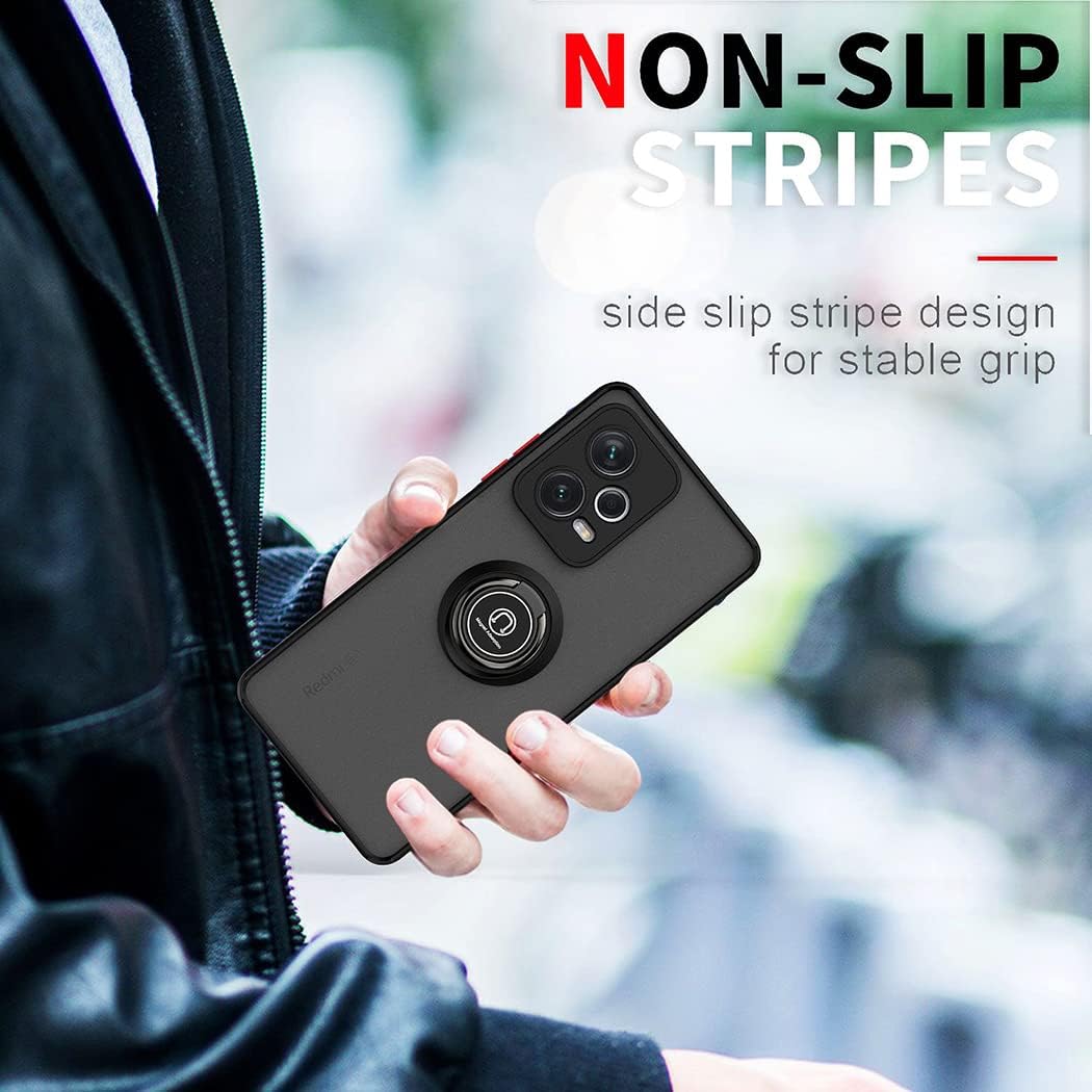 QUIETIP Case Compatible Xiaomi Poco X5 / Redmi Note 12 5G with Screen Protector,TPU + Hard PC Shockproof Magnetic Ring Car Mount Holder Phone Cover,Black - Image 7