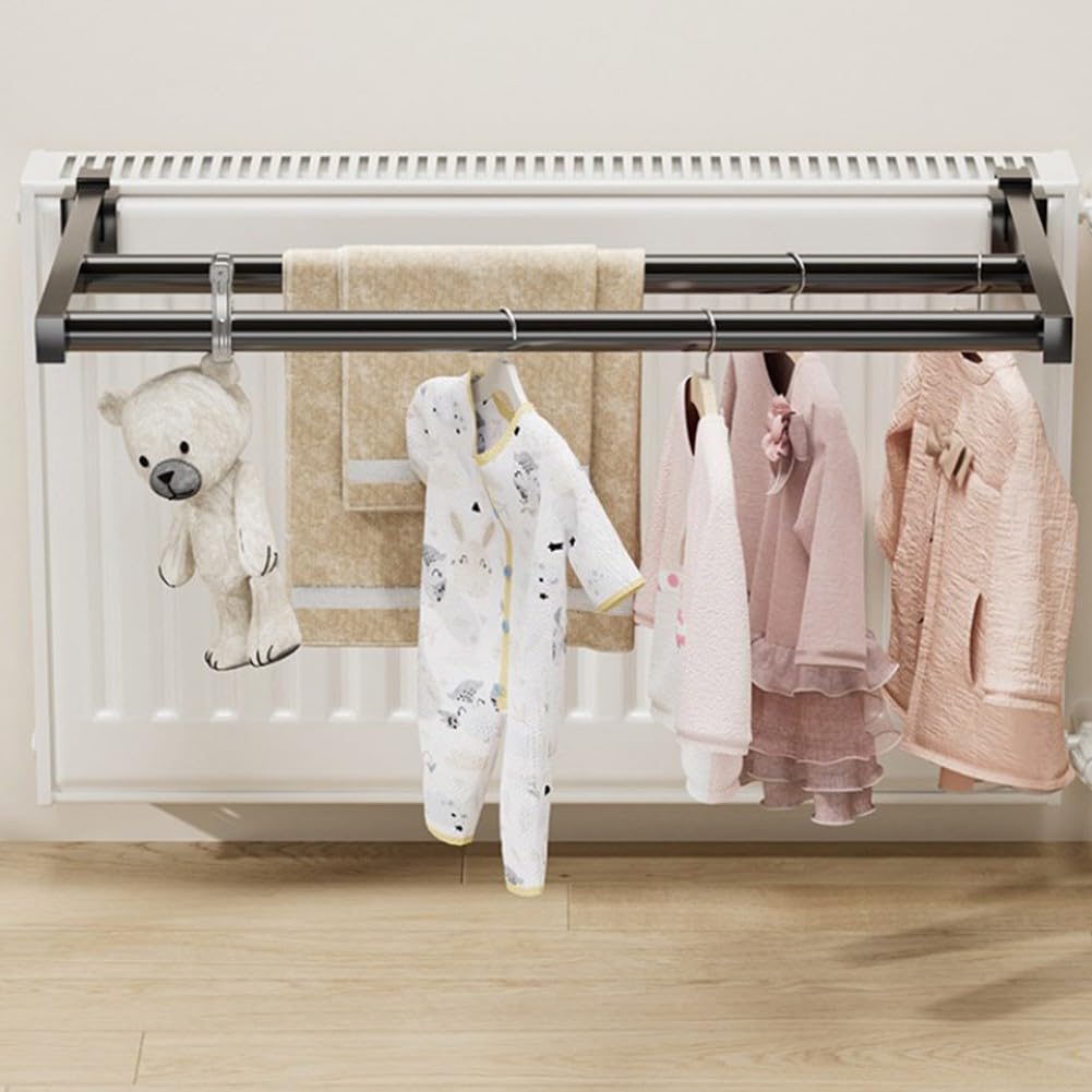 Porte-serviettes Pour Radiateur 30/40/50 Cm - Acier Inoxydable, Fixation Sans Perçage - Rangement Salle De Bain - 5